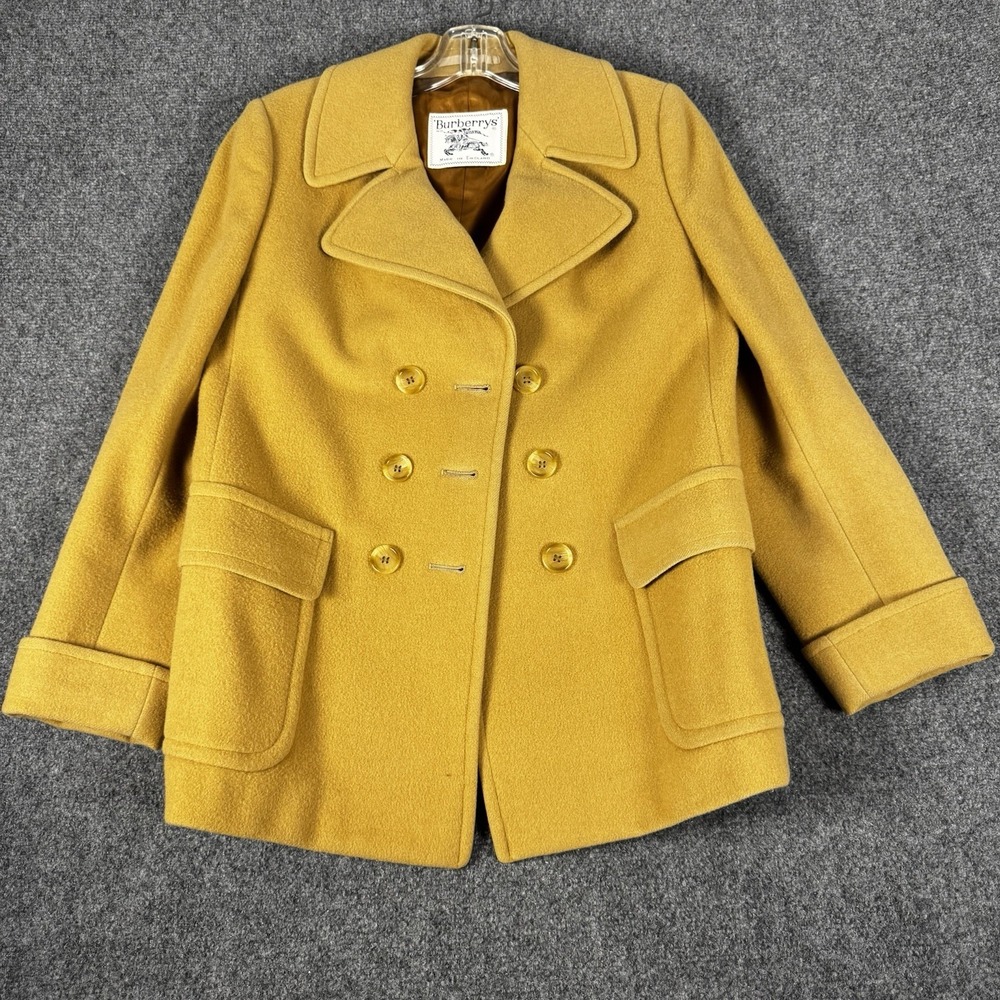 Vintage Burberrys England Wool Coat Womens 12 Double Breasted